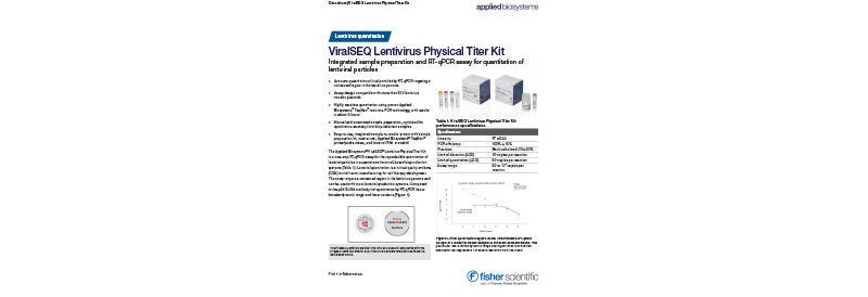 ViralSEQ Lentivirus Physical Titer Kit Data Sheet