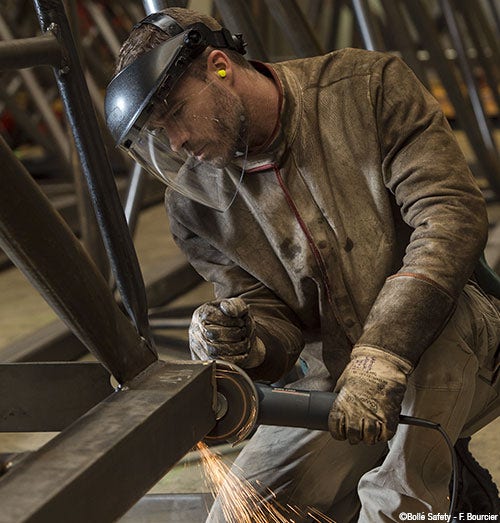 Man wearing a face shield