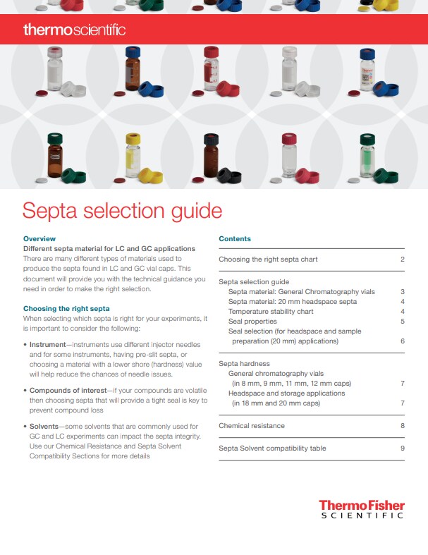 Thermo Scientific Septa Selection Guide