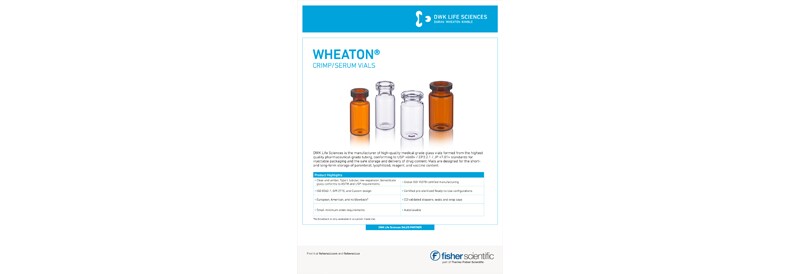 DWK Life Sciences WHEATON Crimp/Serum Vials Brochure