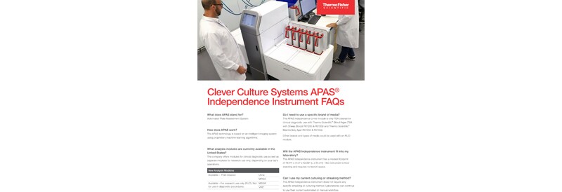 Clever Culture Systems APAS Independence Instrument FAQs