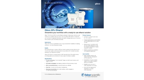 Gibco 20% Ethanol Spec Sheet