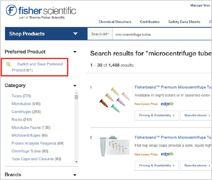Fisher Scientific Switch and Save Program Fisher Scientific Switch and Save Program